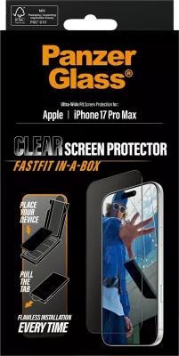 Mbrojtës ekrani PanzerGlass iPhone 17 Pro Max, kornizë e zezë