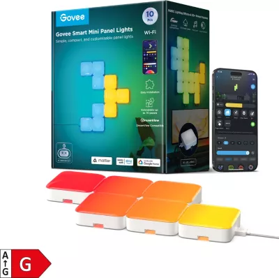 Panel dritash LED smart Govee Mini Panel Lights, RGBIC, Wi‑Fi, Matter, 10 copë