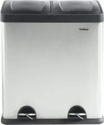 Kosh ndarës i mbeturinave VONHAUS 07/631 60L (2x30L) inox, gri/zi