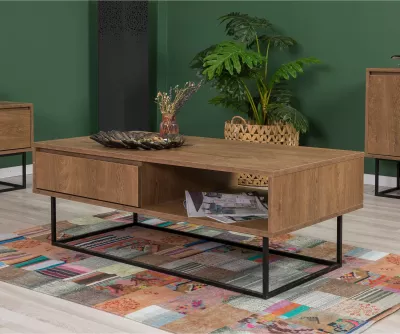 Set mobiljesh për dhomë dite Skye Decor, Laxus Takım 24, ngjyrë arre dhe e zezë