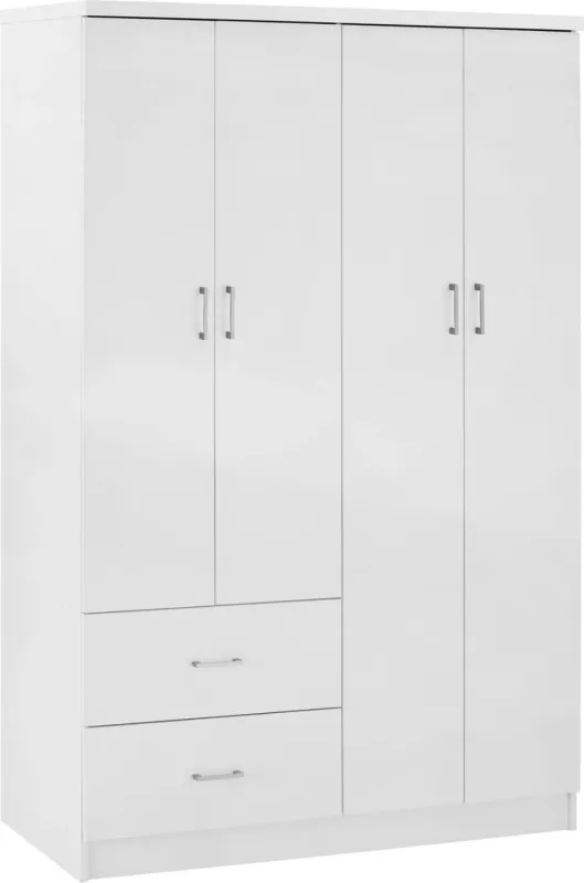 Dollap me 4 dyer dhe 2 sirtarë FH339.05 i bardhë 120x42,5x180,5 cm