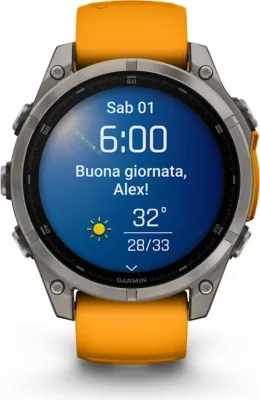 Smartwatch Garmin fēnix® 8 AMOLED, Sapphire, Titanium with Spark Orange / Graphite silicone strap, 47 mm