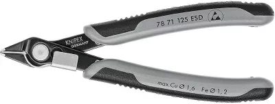 Kërrusëse diagonale Knipex 78 71 125 ESD, 125mm, çelik inox, dorezë plastike, e zezë/gri