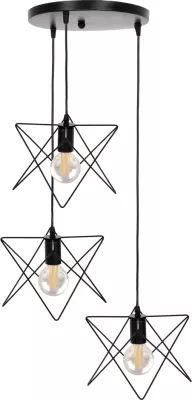 Llambë varëse tavani, FH4076, 3-drita, metal i zi, Φ23x122Hcm