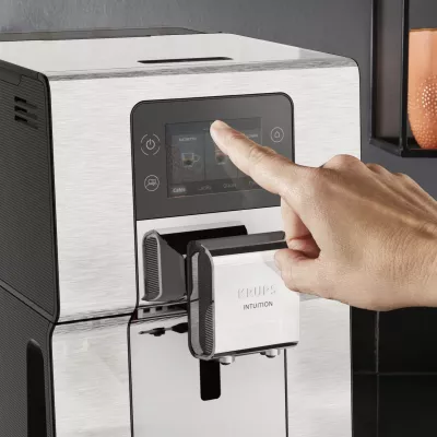 Aparat kafeje Krups Intuition Experience+ EA877D, 3L, mulliri i integruar, ekran me prekje, ngjyrë e zezë/çelik