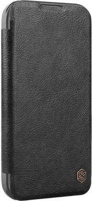 Mbështjellës Nillkin Qin Prop Leather për iPhone 16, i zi