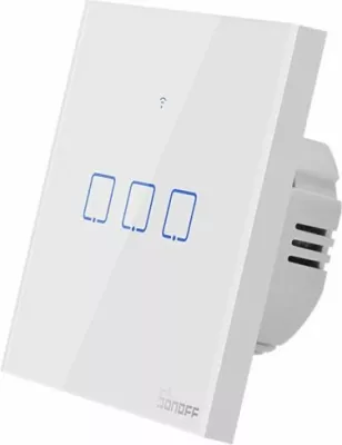Çelës muri smart Wi‑Fi SONOFF T0EU3C-TX, 3-kanalësh, panel me prekje, i bardhë
