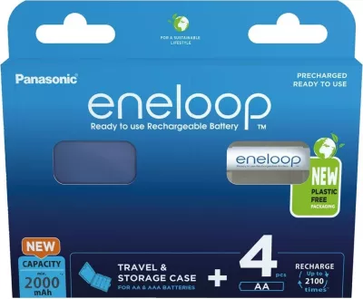 Bateri të rikarikueshme Panasonic Eneloop AA 2000 mAh, 4 copë me kuti, Bardhë