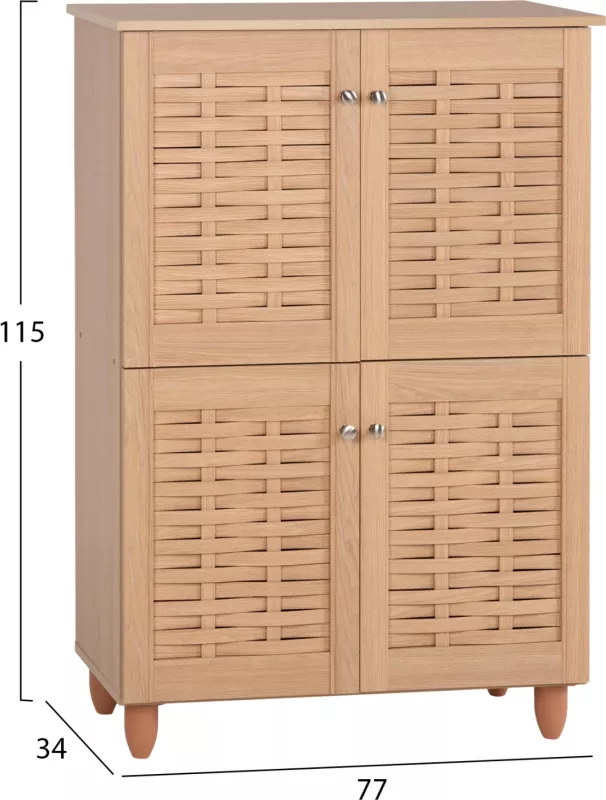 Kabinet këpucësh KABIRA, ngjyrë lisi, FH2210.09, 77x34x115H cm
