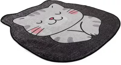 Tapet për banjo, model mace Neko, ngjyrë gri, 100x100cm