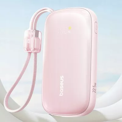 Powerbank Baseus EnerFill FC21 Qpow 3 Ultra 20000mAh 22.5W me display, rozë, me kabllo të ndashme