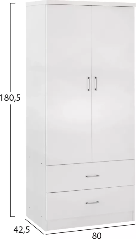 Dollap me 2 dyer dhe 2 sirtarë FH338.05 i bardhë 80x42,5x180,5 cm