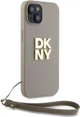 Mbështjellës DKNY Wrist Strap Stock Logo për iPhone 15/14/13, bezhë