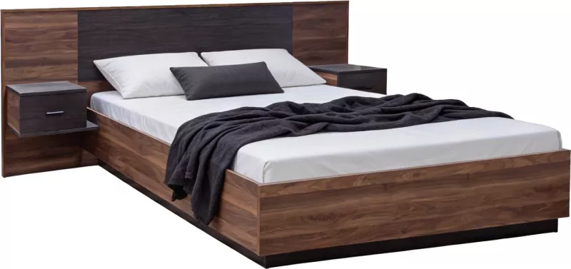 Krevat dopio me komodina anësore, CARYS FH744.11, melaminë, ngjyrë arre/wenge, për dyshek 160x200cm