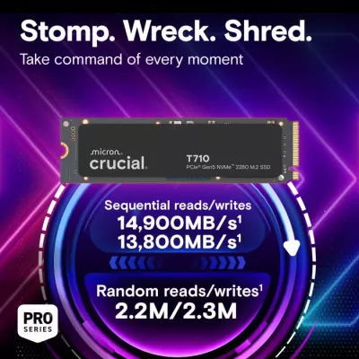 SSD NVMe Crucial T710 2TB M.2 2280 PCIe Gen5, i zi