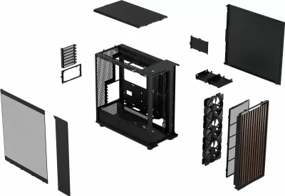 Kasë Fractal Design FD-C-NOR1X-02, Midi Tower, ATX, EATX, micro ATX, Micro-ITX, e zezë, qymyr
