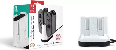 Stacion karikimi PDP Joy-Con Charging Shuttle, për Nintendo Switch, 4x Joy-Con, USB kabllo 5 m, Bardhë/zezë