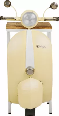 Tavolinë anësore MINI VESPA me rafte, ngjyrë krem e bardhë, natyrale, 61x45x88