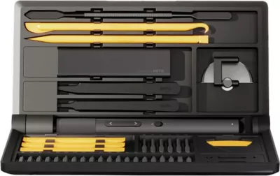 Set kaçavidë precize elektrike HOTO QWLSD012 me aksesorë për elektronikë, e zezë/verdhe