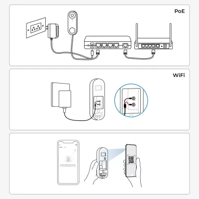 Video-derë Reolink D340W, 5MP, zile, Wi-Fi 2.4/5GHz, detektim personi, dy-drejtim audio, IP65, MicroSD 256GB, e zezë/e bardhë