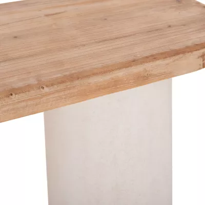 Konsol Santorini, sipërfaqe druri bredhi natyral, bazë MDF off-white, 150x35x82cm