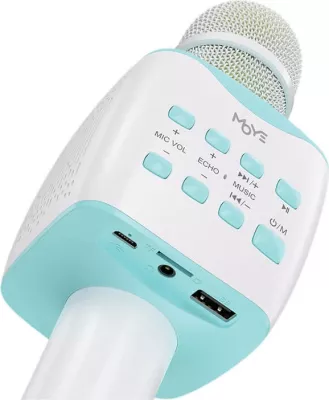 Mikrofon karaoke Moye Melodious MDS-5 Bluetooth 5.0, TF/USB, i bardhë me mentë