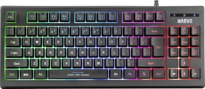 Tastierë gaming Marvo K607, RGB, me kabllo, 87 taste, e zezë