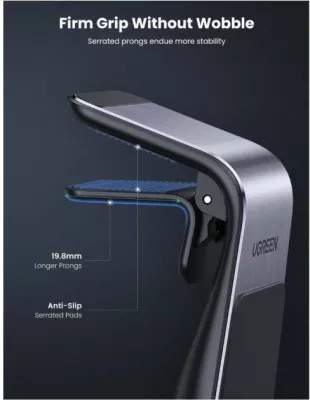 Mbajtës telefoni magnetik për veturë UGREEN 80712B, montim në grilë ajrimi, me pllaka metalike, zi/argjend
