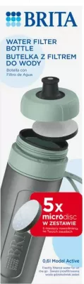Shishe filtruese uji Brita Active 600 ml, pastel jeshile, set me 5 filtra MicroDisc
