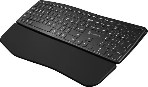 Tastierë Natec Porifera, pa tela, Qwerty, numërike, 12 çelësa multimedialë, e zezë, ndriçim i bardhë