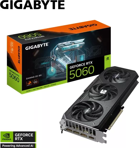 Kartel grafike GIGABYTE GeForce RTX 5060 Gaming OC 8GB GDDR7, PCI-E 5.0, e zezë