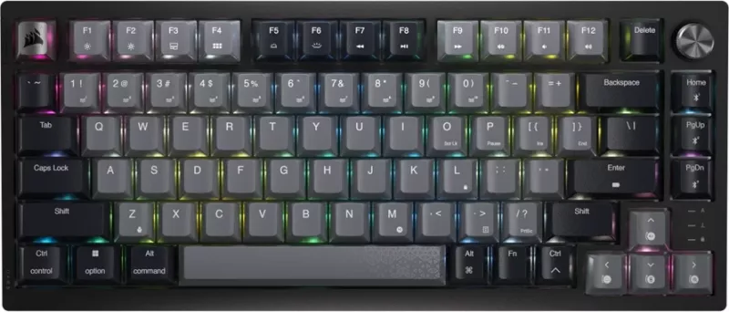 Tastierë gaming mekanike CORSAIR K65 Plus Wireless 75% RGB, Red Switches, Midnight Grey