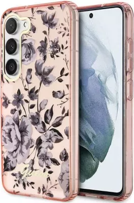 Mbështjellës Guess GUHCS23MHCFWSP për Samsung Galaxy S23+, Flower Collection, Rozë