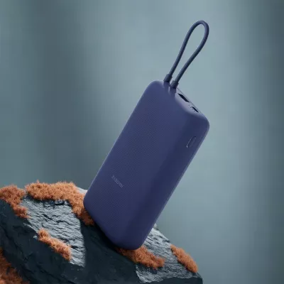 Powerbank Xiaomi PB2030MI 20000mAh 33W me kabllo USB-C të integrume, 3 porta, blu