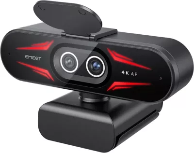 Webkamerë EMEET SmartCam C60E 4K Dual, 4K@30fps/1080p@60fps, dy lente, 11x zoom, USB-C, e zezë, set me telekomandë