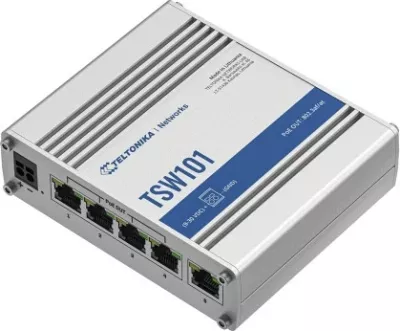 Switch Teltonika TSW101, 5 porte, PoE+, Metallic