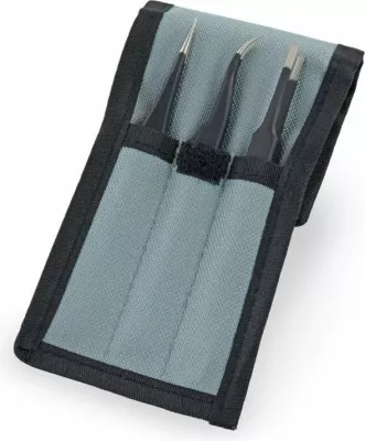 Set pincetash precize iFixit Precision Tweezer Set PRO EU145060-3, 3 copë, antistatike ESD, me kuti, e zezë