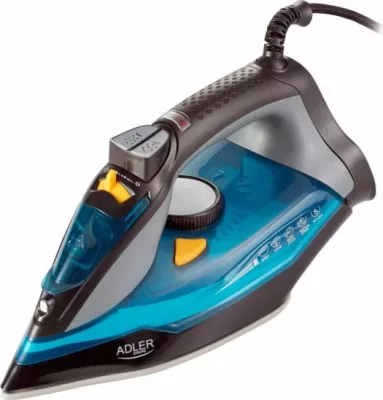 Hekur me avull ADLER AD 5032, 3000 W max, pllakë qeramike, rezervuar 350 ml, kaltër/zi
