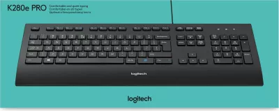 Tastierë Logitech K280e për Biznes, Full-size (100%), Wired, USB, QWERTY, E zezë