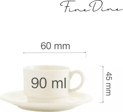 Filxhan Fine Dine Crema 90 ml, krem, set 6 copë