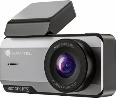 Kamerë regjistruese për veturë Navitel R87 GPS 2.7K, 150°, 3.7\", Wi‑Fi, microSD deri 256GB, e zezë/argjendtë