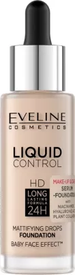 Makeup base për femra Eveline Cosmetics Liquid Control HD Mattifying Face Primer me Niacinamide 002 Soft Porcelain 32ml