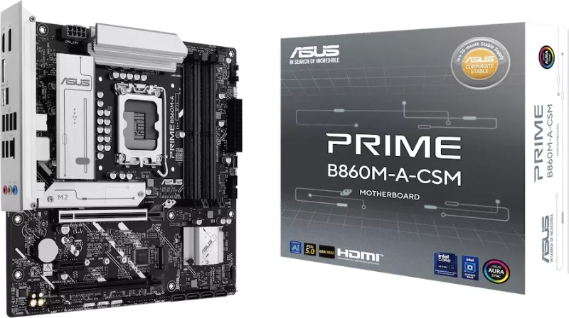 Pllakë amë ASUS PRIME B860M-A-CSM mATX LGA1851, DDR5 4xDIMM, 2x M.2, 4x SATA, PCIe 5.0, 2.5GbE, DisplayPort, HDMI