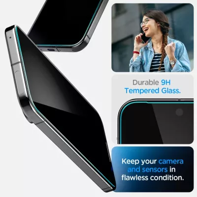 Xham mbrojtës Spigen Glas.TR EZ Fit Privacy për Google Pixel 9 Pro XL, 2 copë