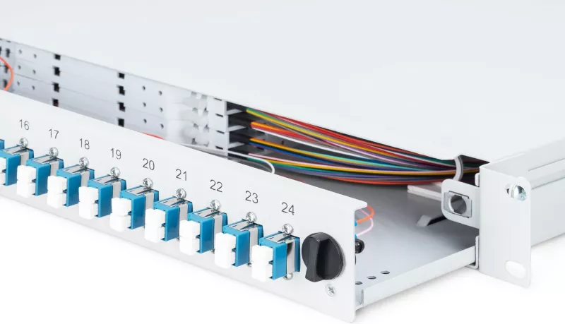 Kuti bashkimi fibrash optike Digitus, LC, OS2, 24 porta, çelik, gri, 1U