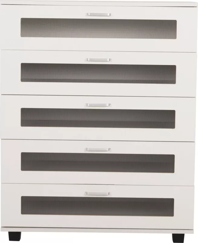 Komodinë THORGAN FH9881.03 melaminë e bardhë-5 sirtarë 80Χ40Χ100Hcm