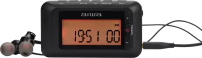 Radio xhepi Aiwa RD-10 AM/FM me RDS, ekran LED, me kufje dhe bateri AAA, e zezë