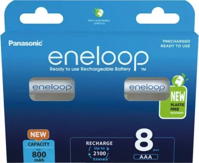 Bateri të rikarikueshme Panasonic Eneloop BK-4MCDE/8HH AAA, 800 mAh, 8 copë, Bardhë