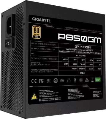 furnizues rryme (PSU) GIGABYTE P850GM, 850W, 80 Plus Gold, modular, ATX, zi
