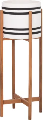Vazo e brendshme me bazë druri teak, ngjyrë e zezë dhe e bardhë, RENTIL FH4683M, 27x66cm